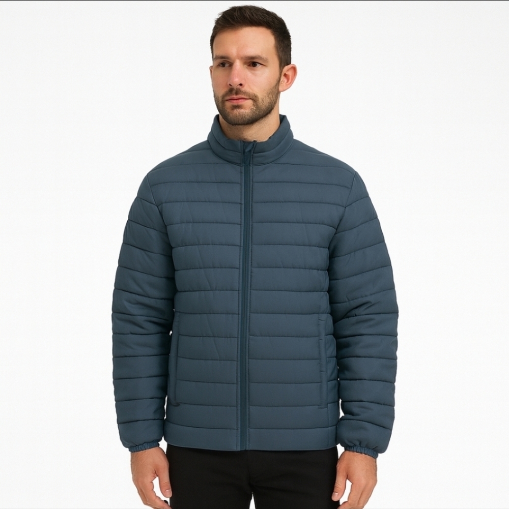 Jack & Jones JJERecycle Puffer Collar Jacket Men’s Gray Lightweight Coat M